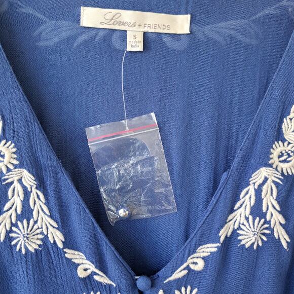 Lovers & Friends Valentine Embroidered Button Front Maxi Dress Size Small - Picture 7 of 15